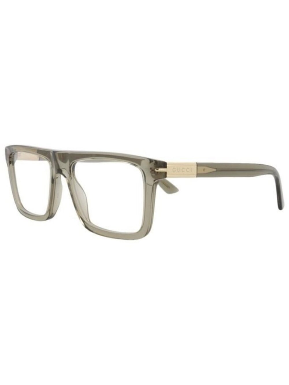 New Gucci Mens Square/Rectangle Brown Brown Transparent Fashion Designer Eyeglas